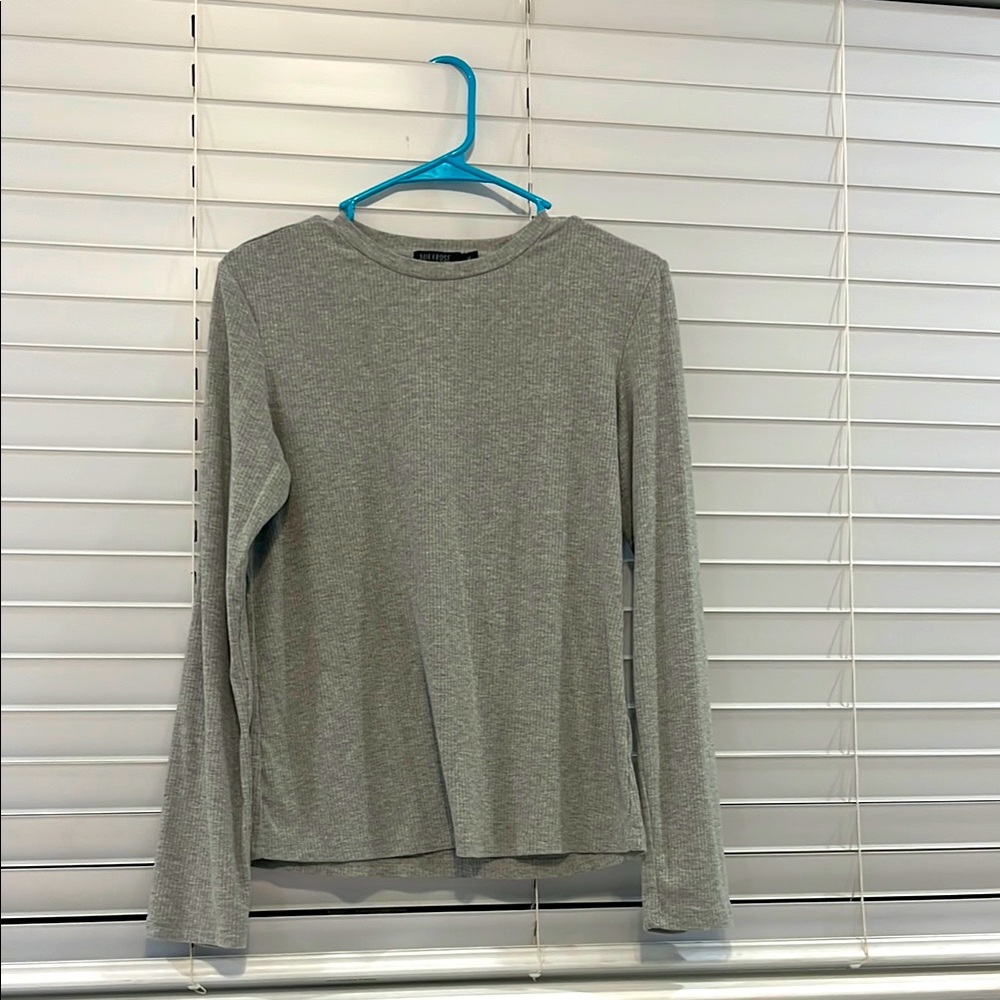 Mikarose Light Gray Ribbed Top